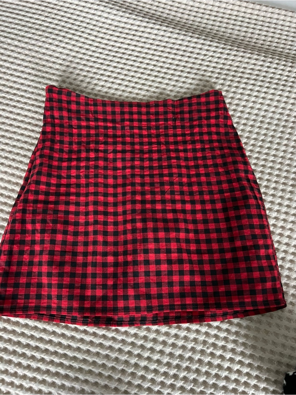 SHEIN Red and Black Checkered Mini Skirt